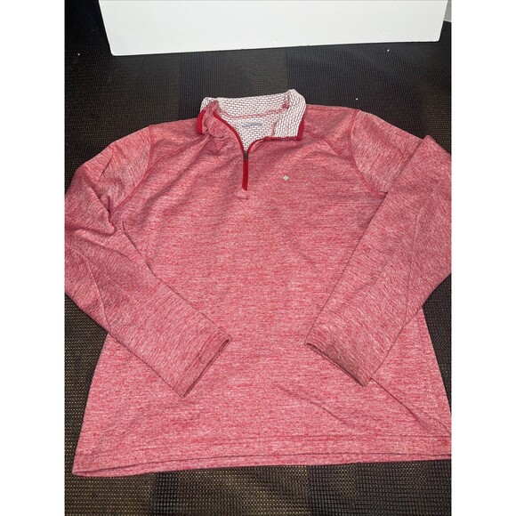 Columbia Mens Large‎ L Red 1/4 Zip Pullover Long Sleeve Sweater Mock Neck - Picture 1 of 9